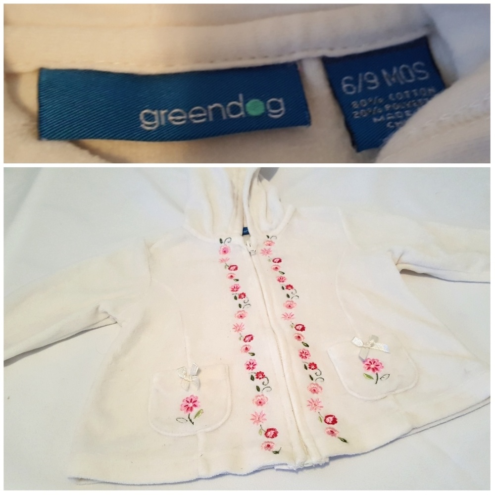 ⬇️ White Velour Embroidered Floral Hooded Jacket